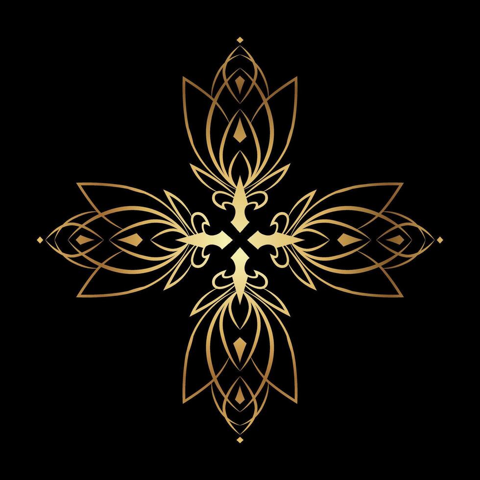 Elegant Golden Decorative Element on Black Background Luxurious Design vector
