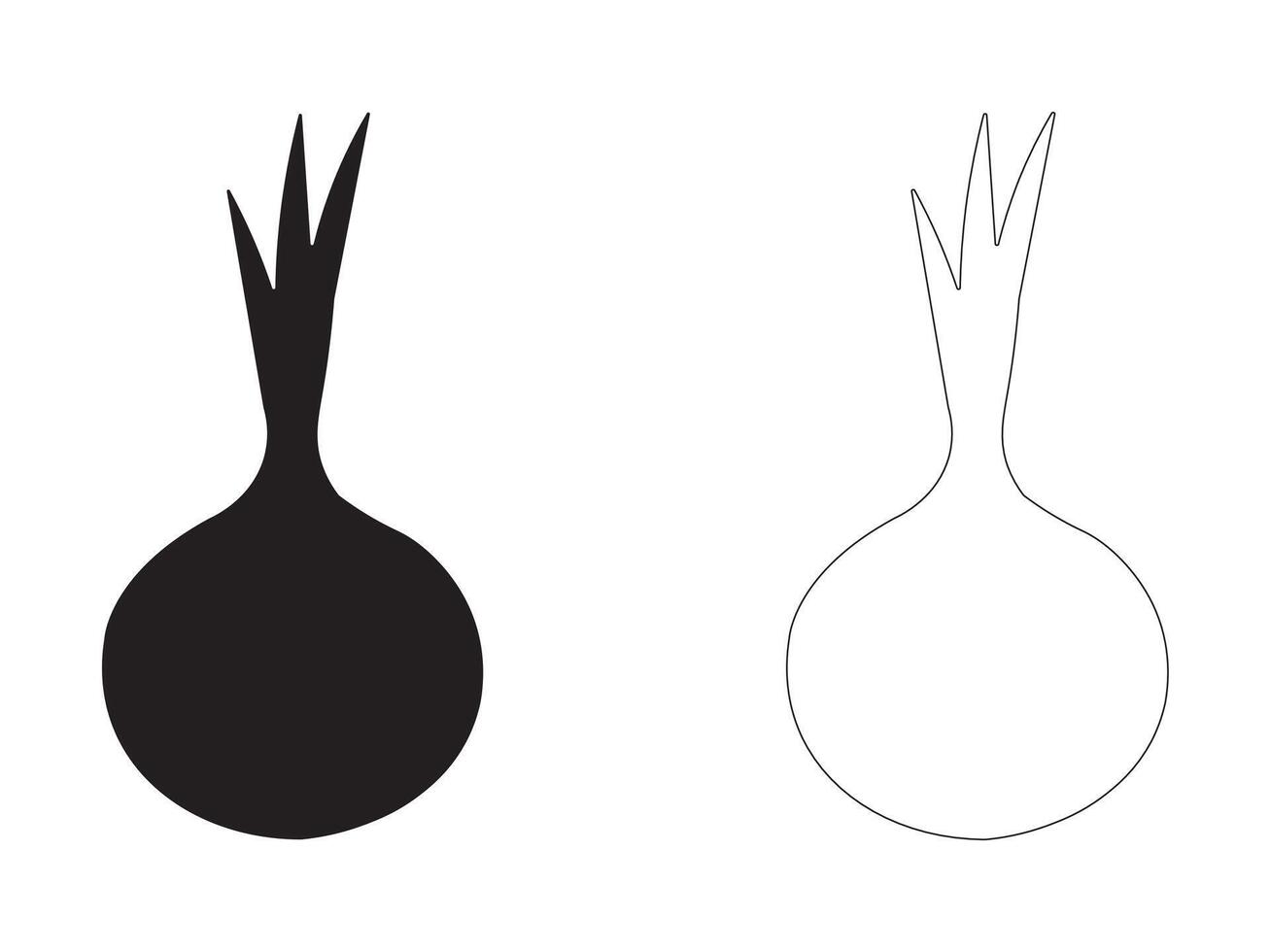 Simple Black and White Onion Silhouettes for Culinary Design vector