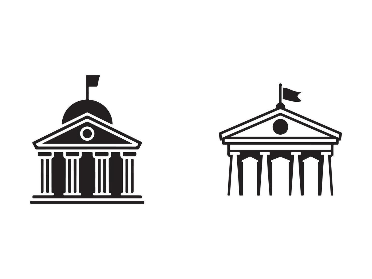 Simple black and white illustration of a classical government building. vector