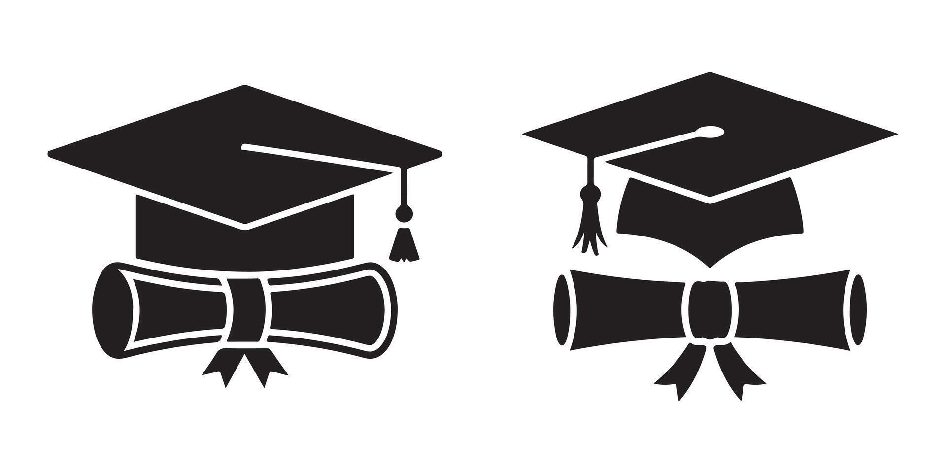 Graduation Cap and Diploma Academic Achievement Icon vector