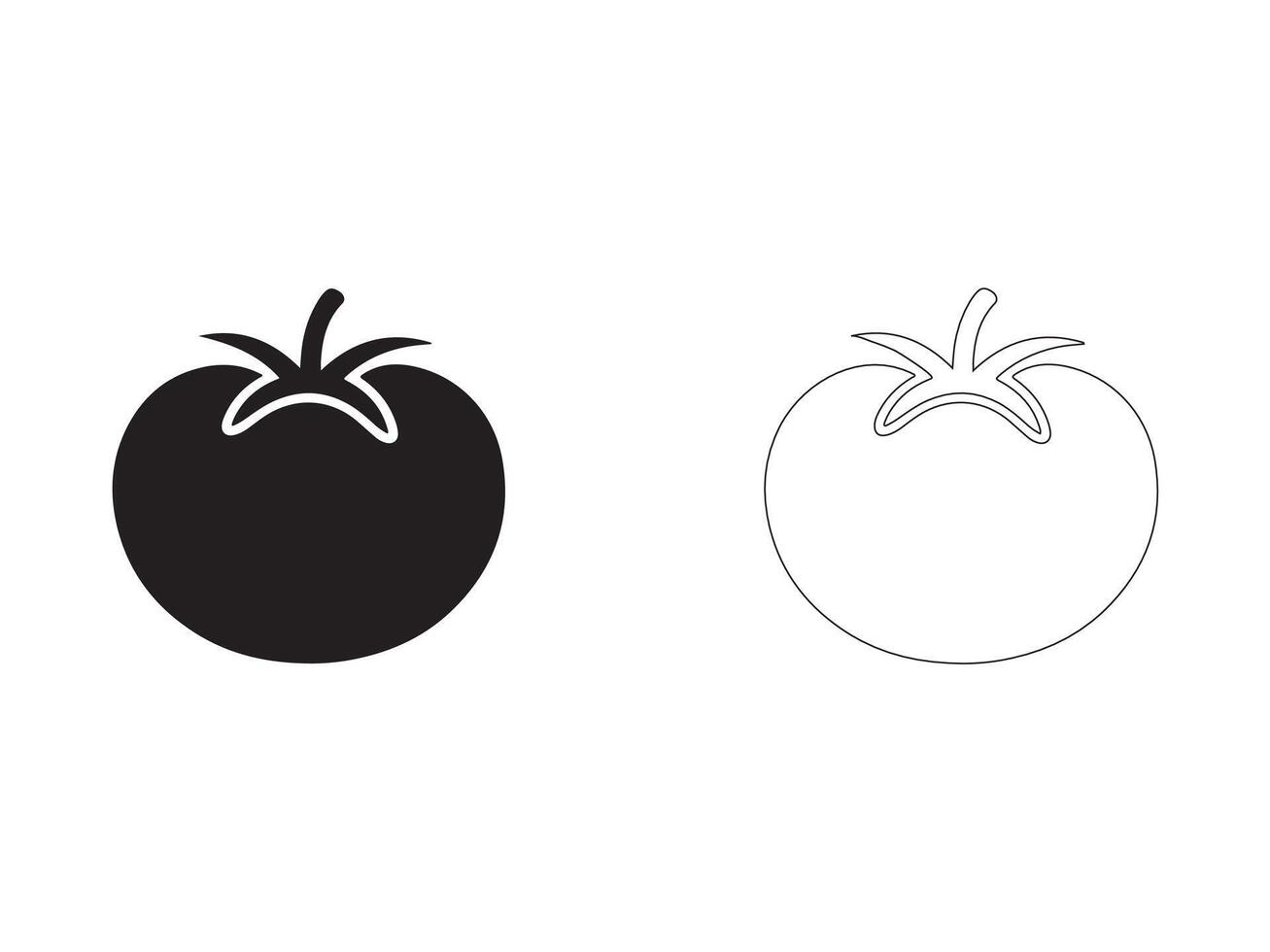 Simple Black and White Tomato Icon vector