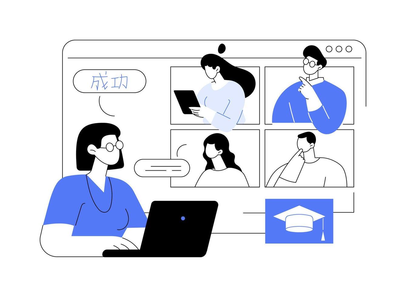 Language lessons isolated cartoon illustrations. vector