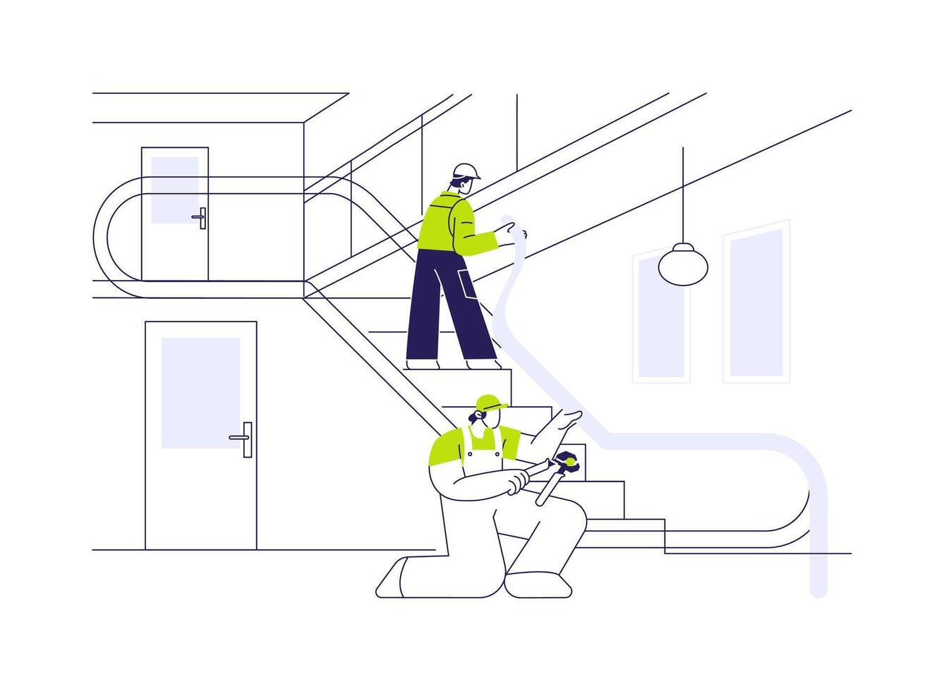Escalator installation abstract concept illustration. vector