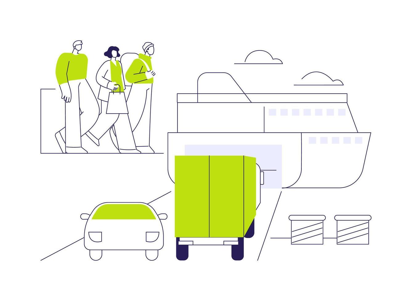 Car ferry abstract concept illustration. vector