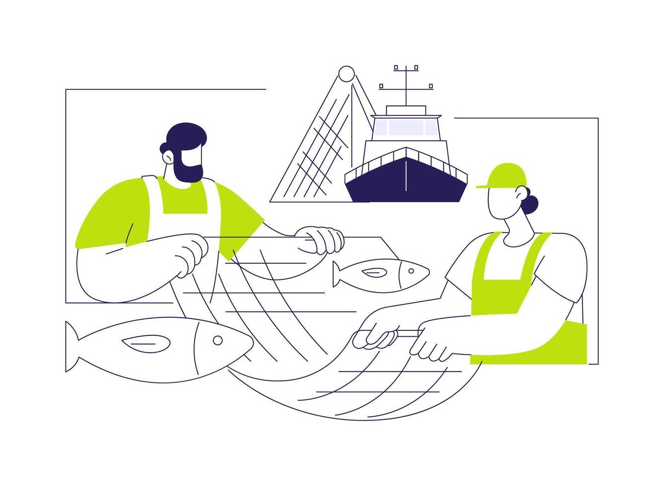 Fishing with net abstract concept illustration. vector