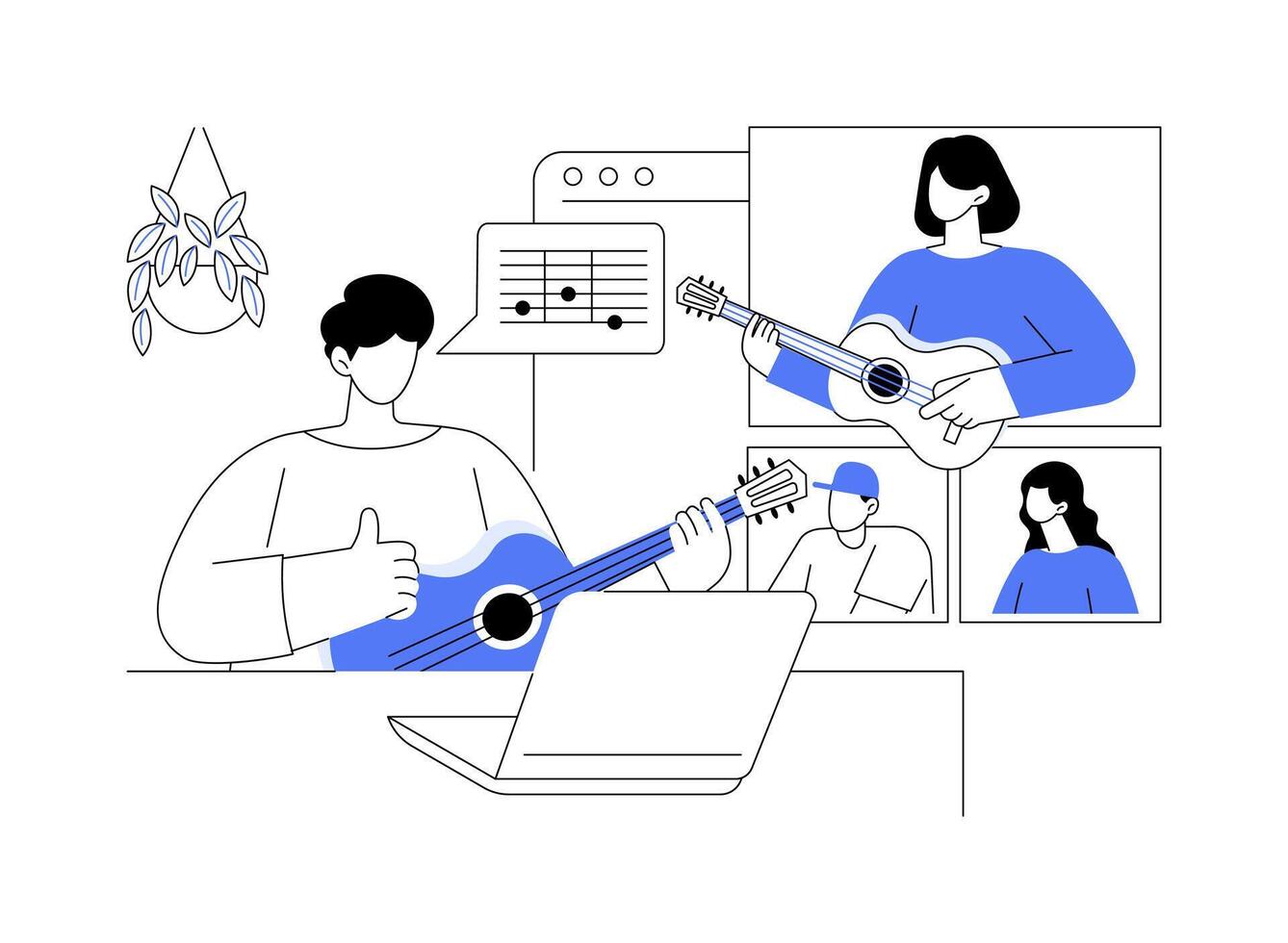 Music classes isolated cartoon illustrations. vector