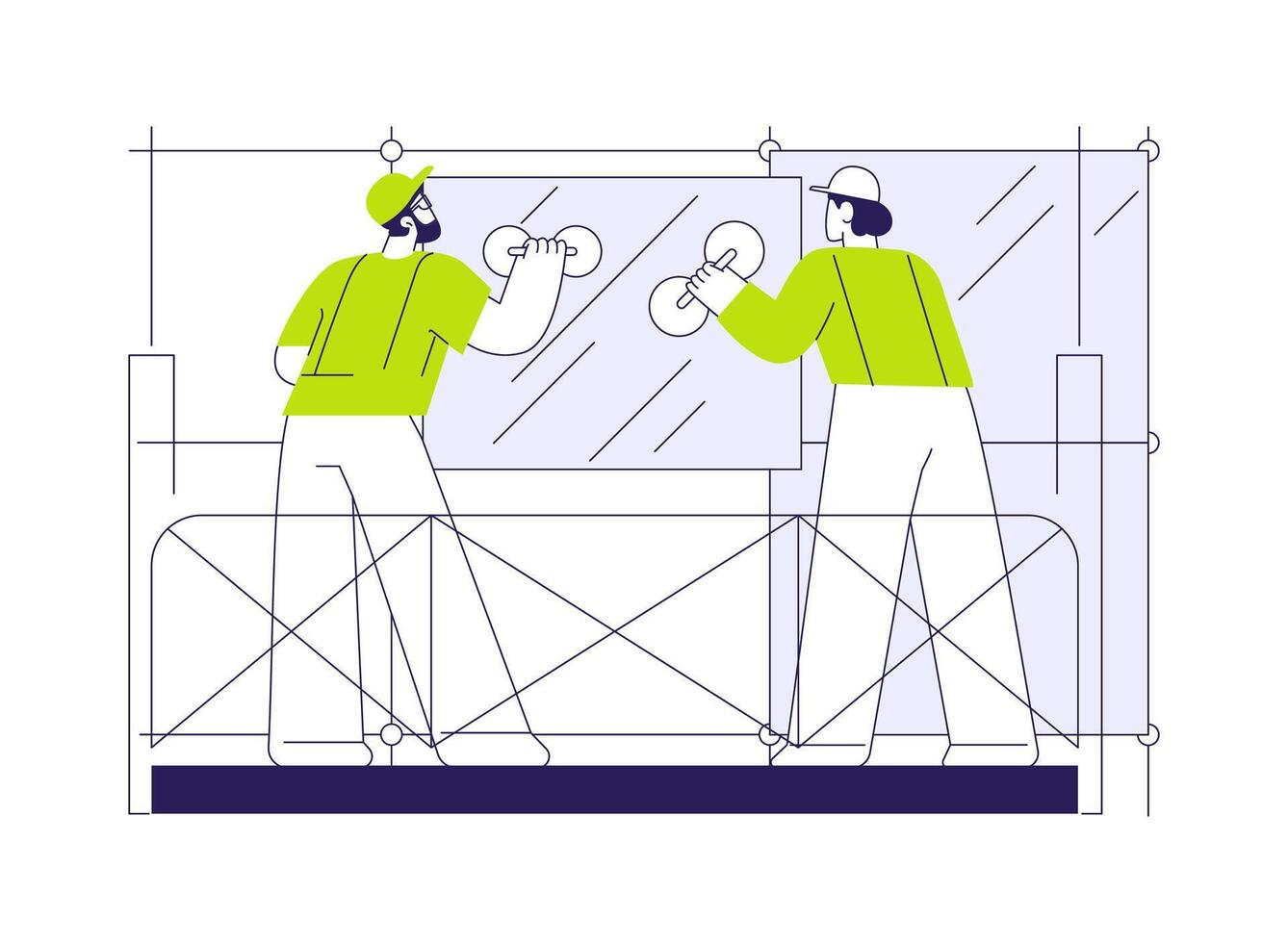 Outdoor windows installation abstract concept illustration. vector