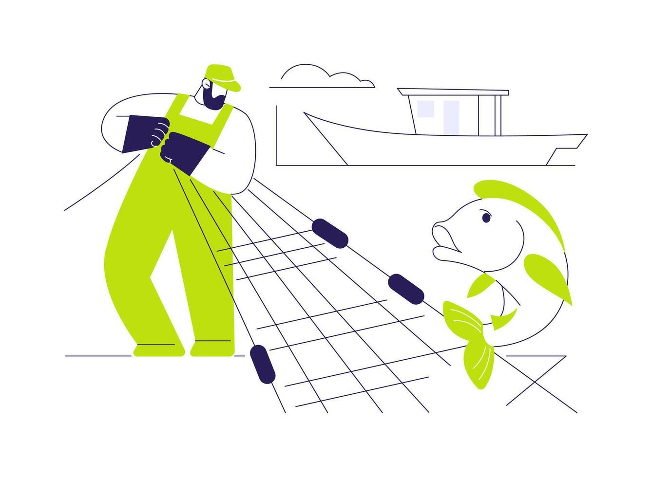Artisanal fishing abstract concept illustration. vector