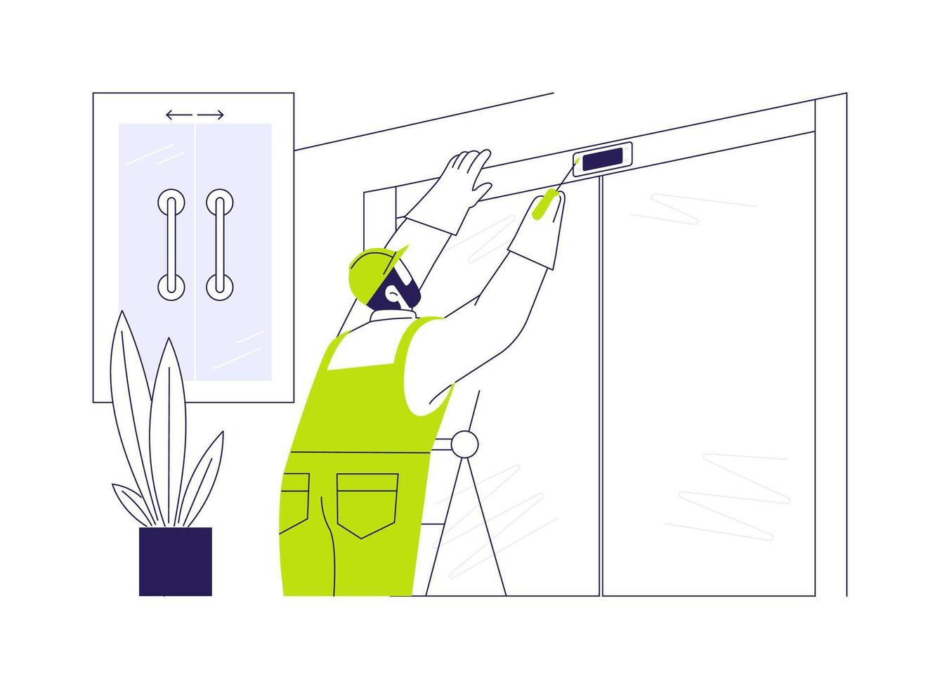 Automatic sliding doors installation abstract concept illustration. vector