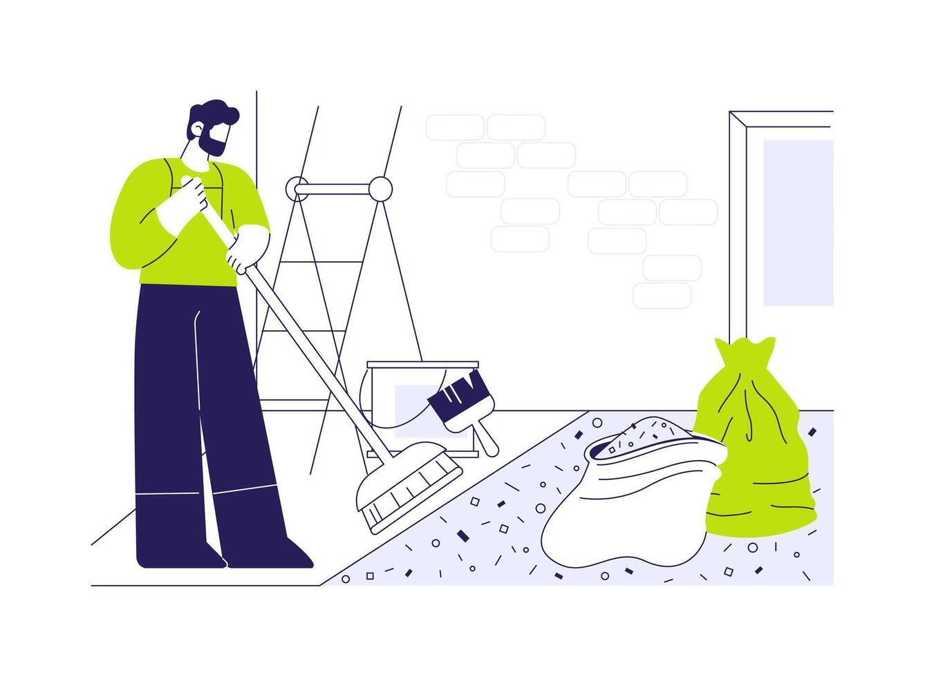 Post-construction cleanup abstract concept illustration. vector