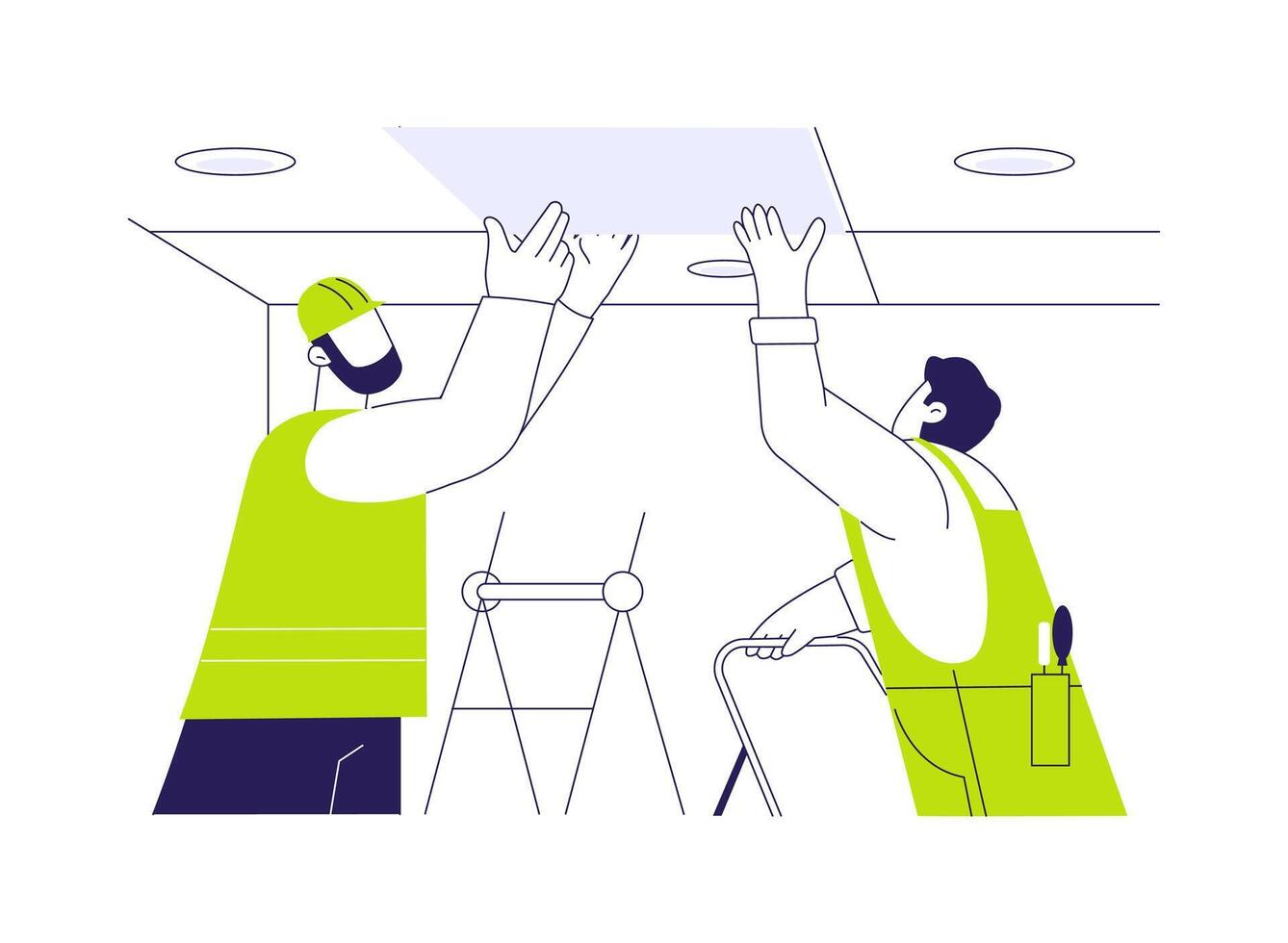 False ceiling installation abstract concept illustration. vector