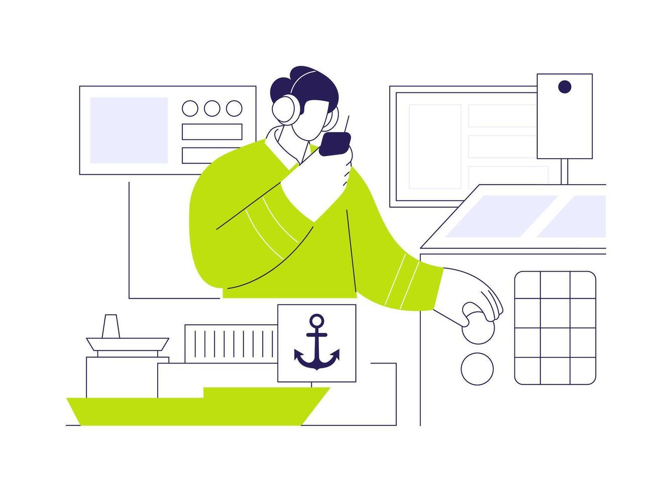 Ship engineer abstract concept illustration. vector