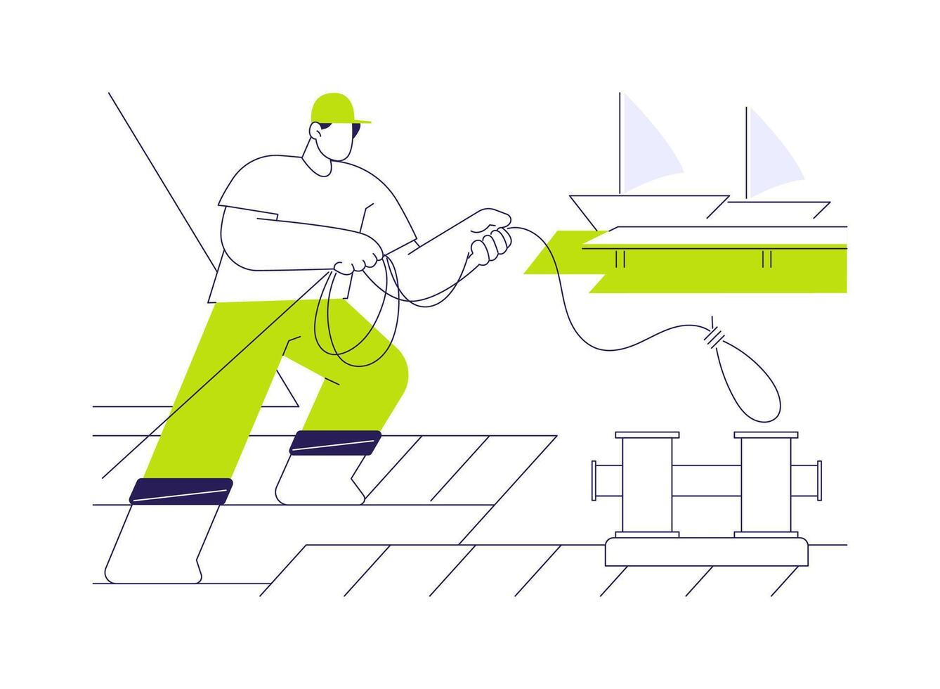 Yacht berthing abstract concept illustration. vector