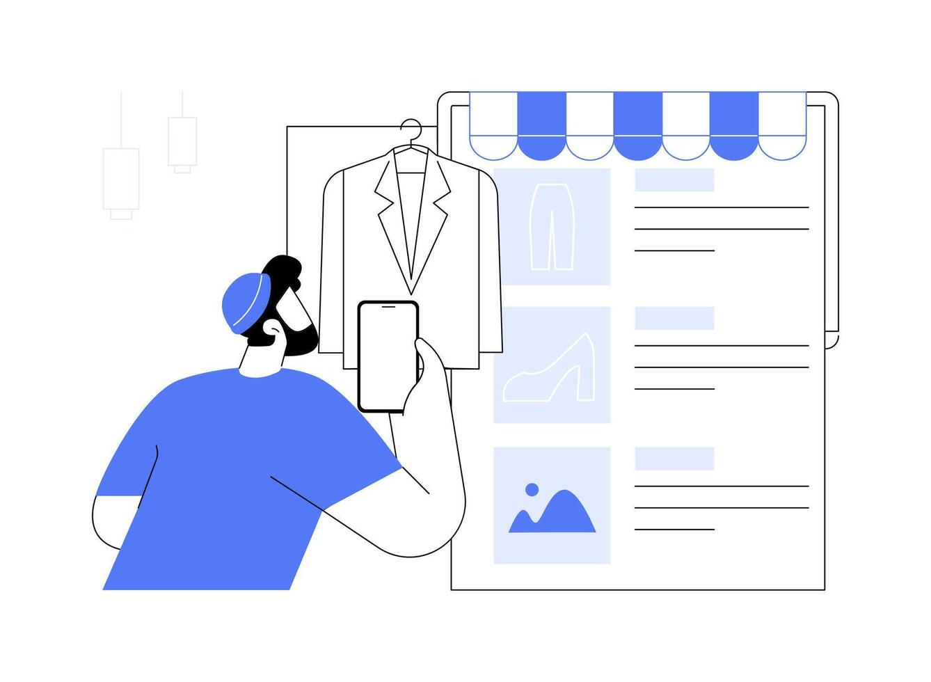 Promoting online shop isolated cartoon illustrations. vector