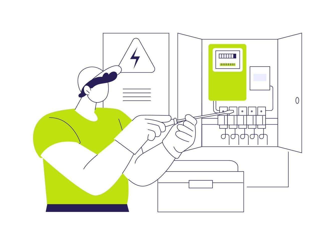 Installation of electrical equipment abstract concept illustration. vector