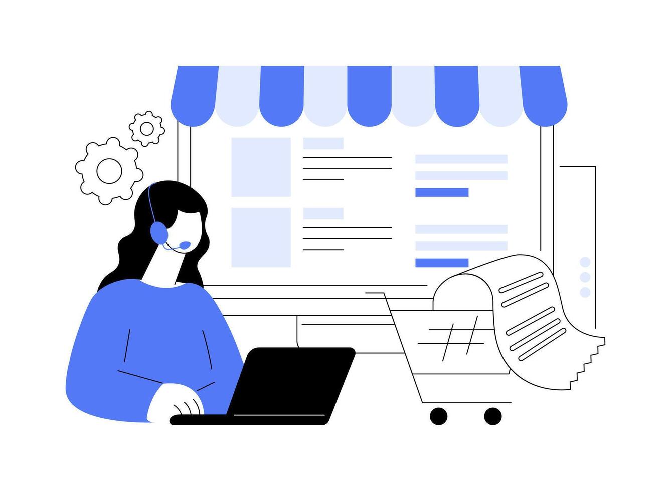 Recieving orders online isolated cartoon illustrations. vector