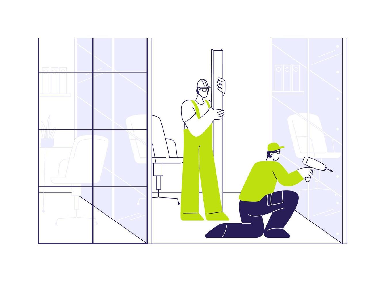 Installing partitions abstract concept illustration. vector