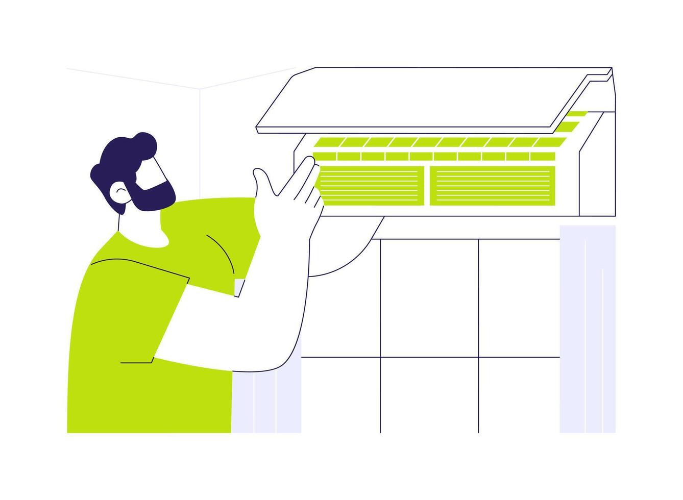 Air conditioning installation abstract concept illustration. vector