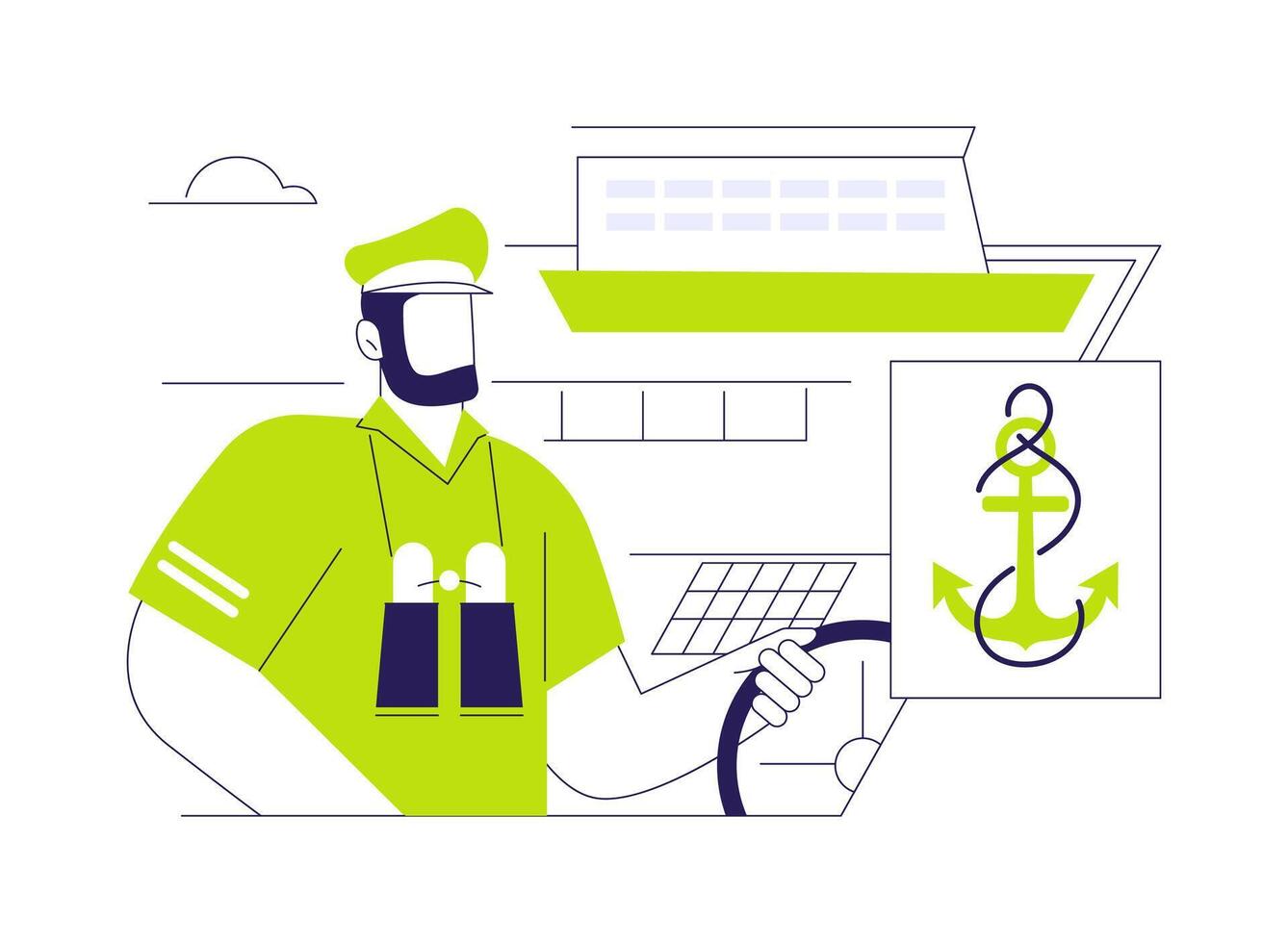 Ship captain abstract concept illustration. vector