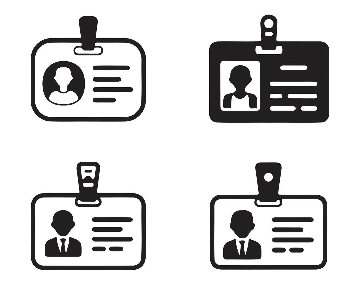Four Simple Black and White ID Badge Icons vector