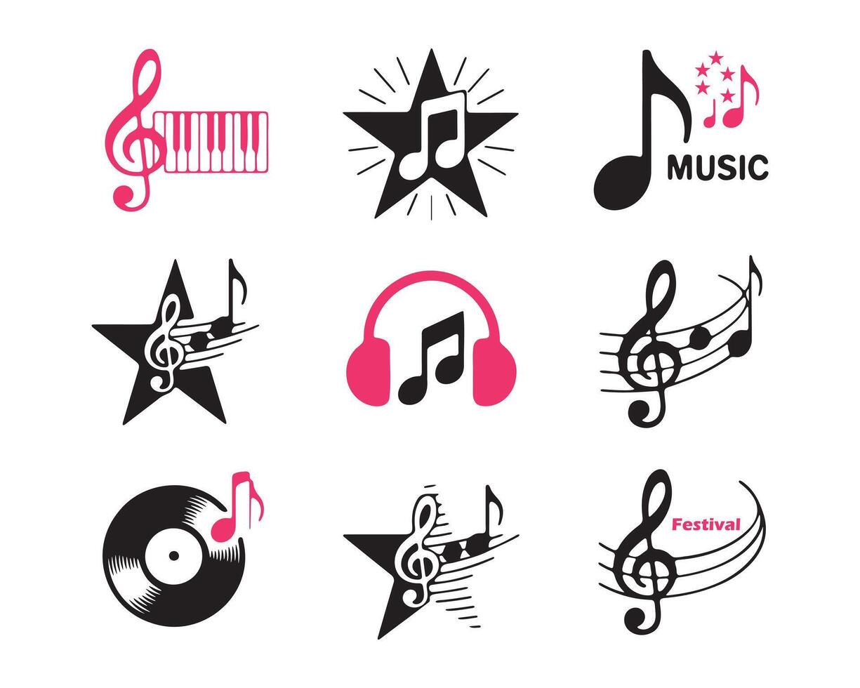 Collection of Stylish Music Related Icons vector