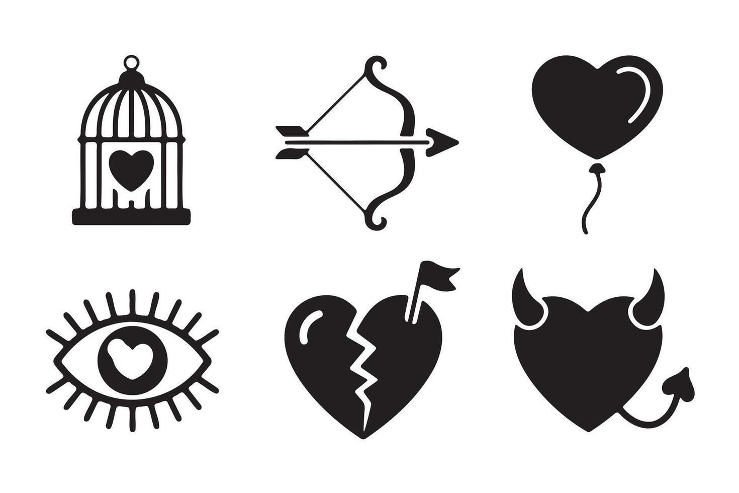Collection of Love Symbols Heart, Cupid's Arrow, and More vector