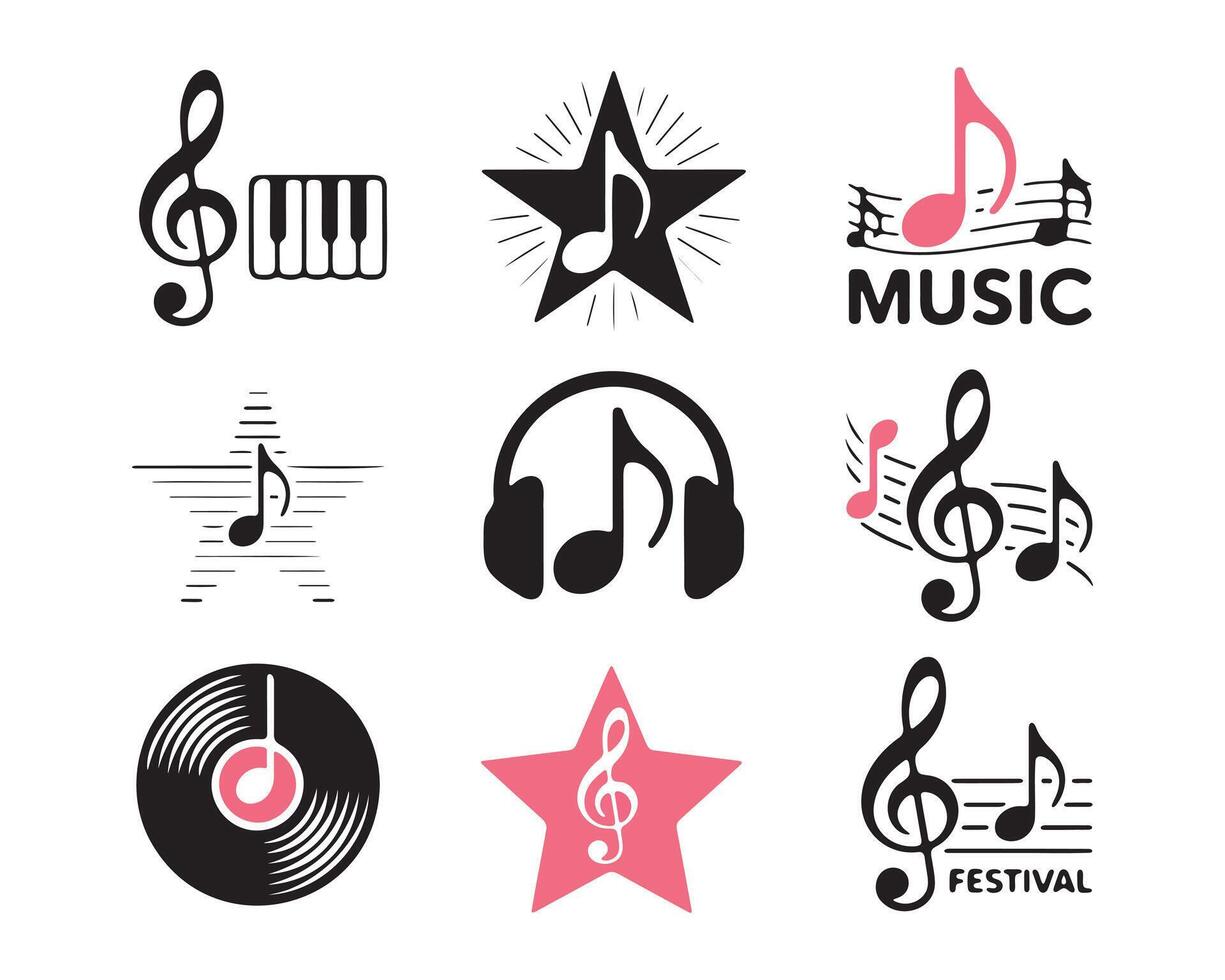 Collection of Music Icons for Graphic Design vector