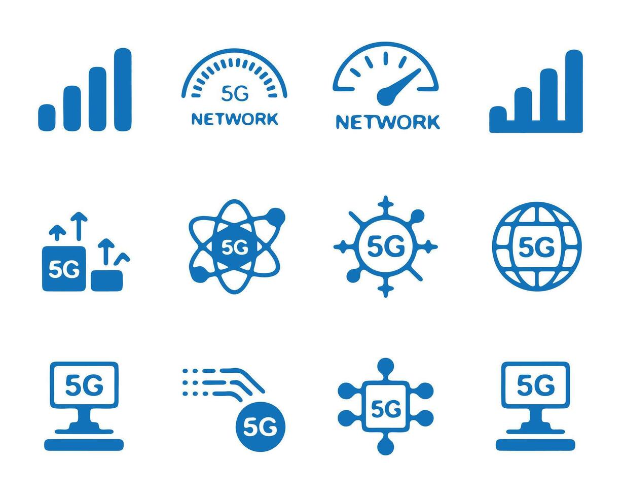 Collection of 5G Network Technology Icons vector