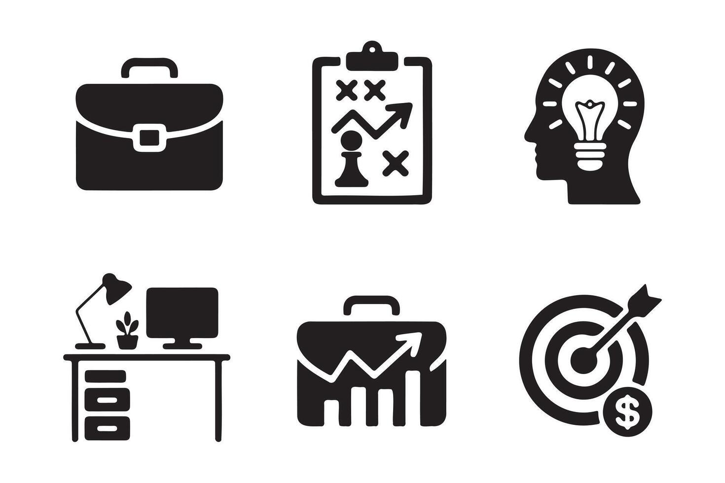 Business Strategy Icons Set for Modern Workspace vector
