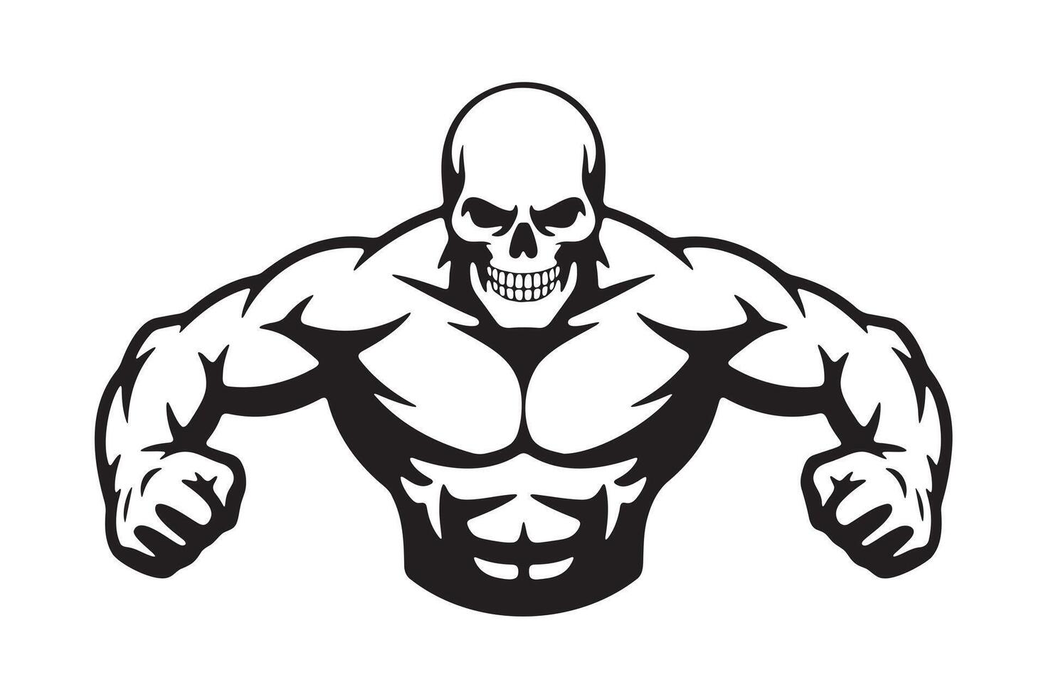 Powerful Skull Bodybuilder Graphic Design vector