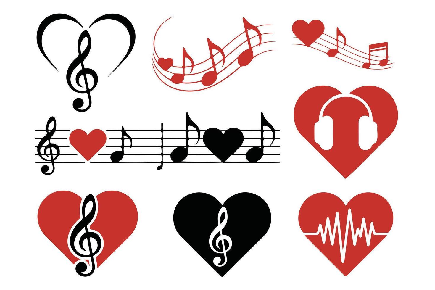 Romantic Music Icons Set for Graphic Design vector