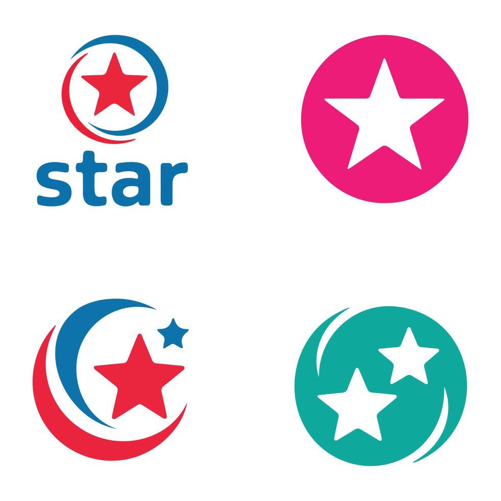 Four Star Logos in Various Styles vector