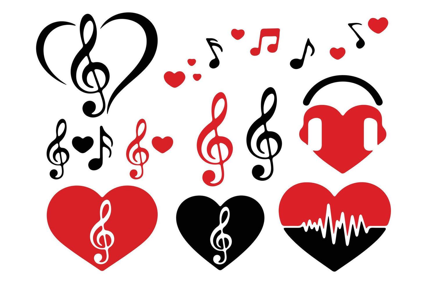Heart-shaped music notes and headphones for a love of music vector
