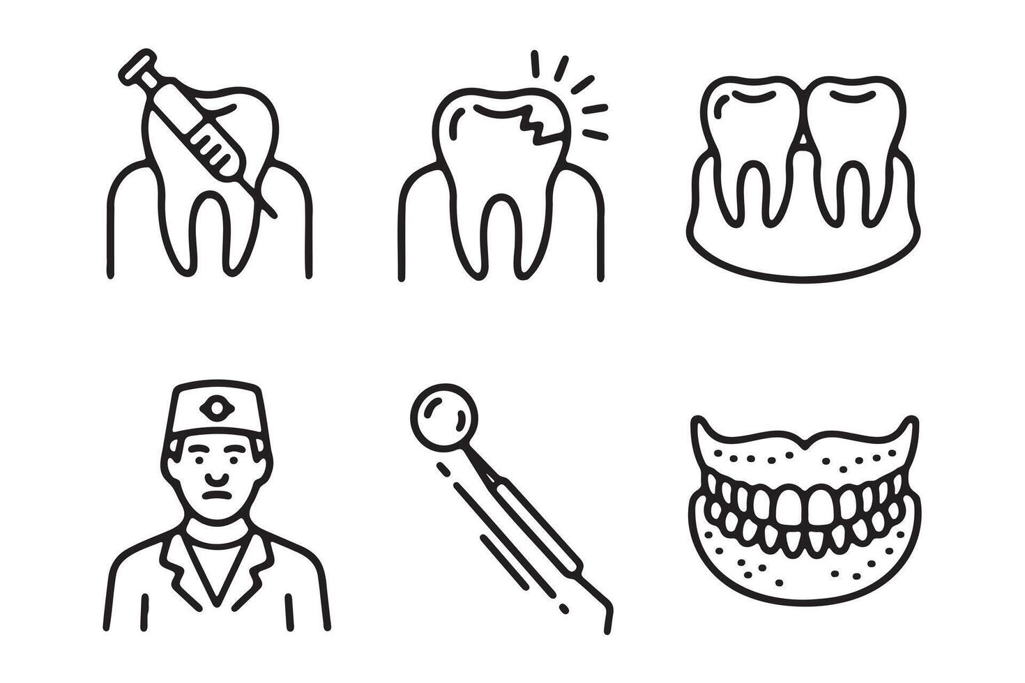 Dental Procedures and Equipment Line Icons vector