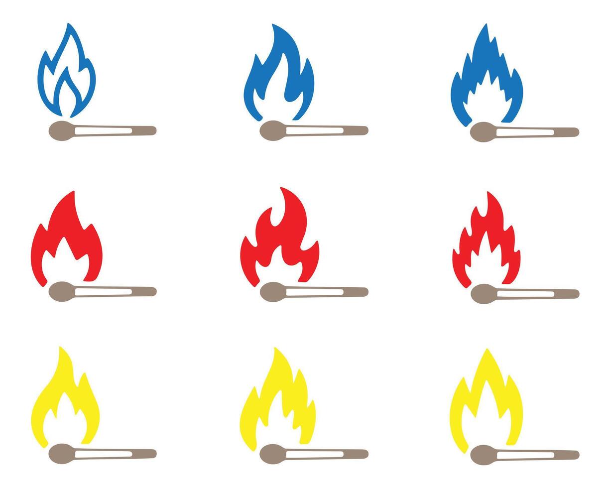 Colorful Matchsticks with Flames in Different Hues vector