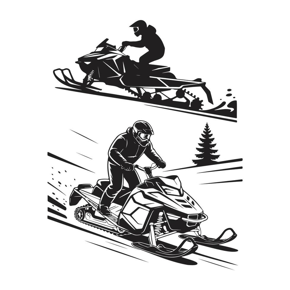 Two Snowmobile Riders Enjoying a Winter Adventure vector
