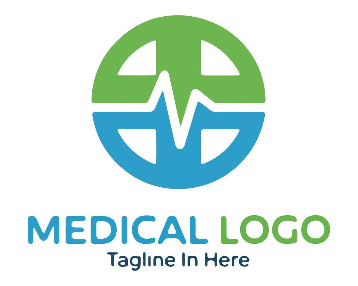 Modern medical logo design featuring a global healthcare symbol. vector