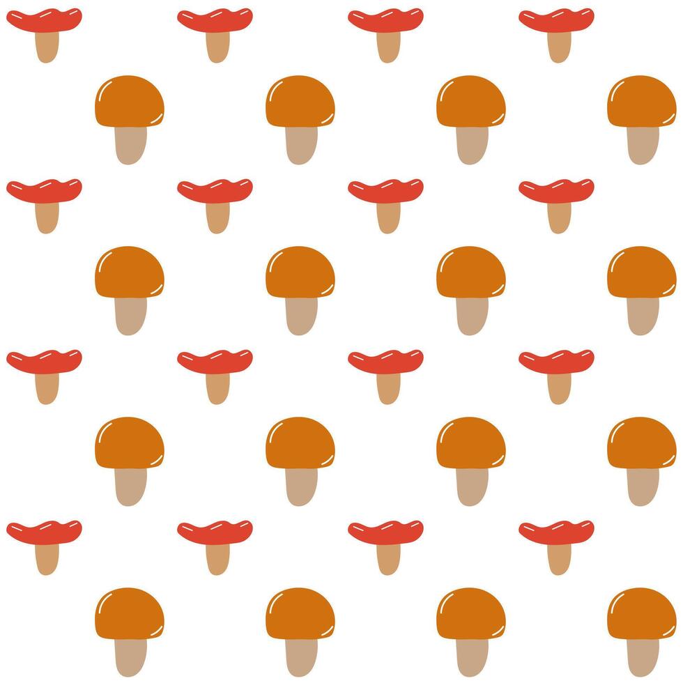 Seamless pattern with wild mushrooms. Autumn seamless pattern with small mushrooms. vector