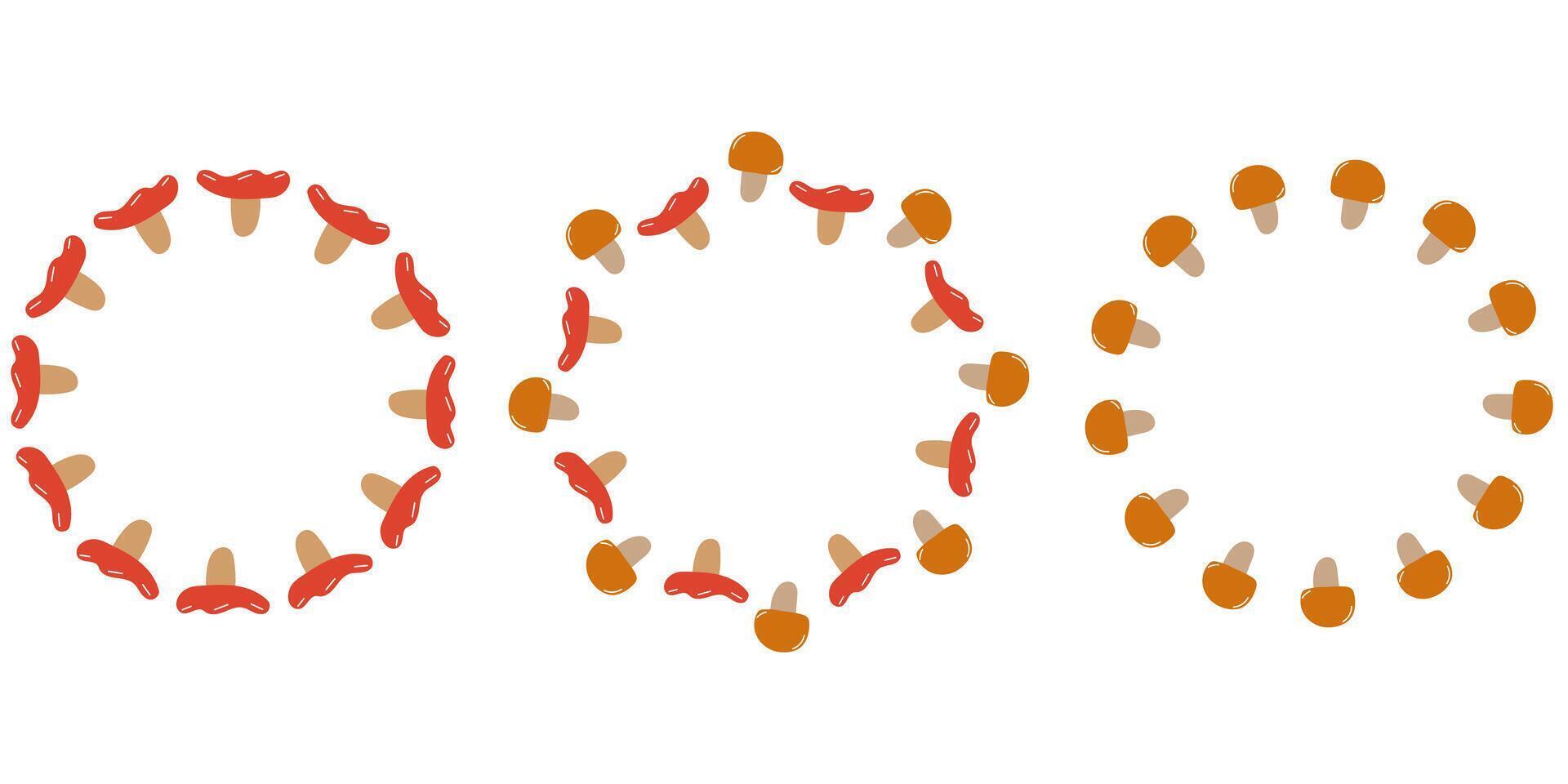 Round frame set with wild mushrooms vector