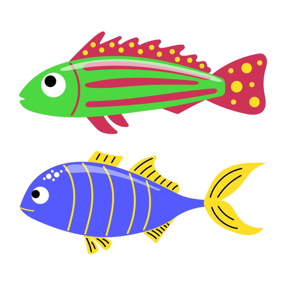 Set of exotic tropical fish vector