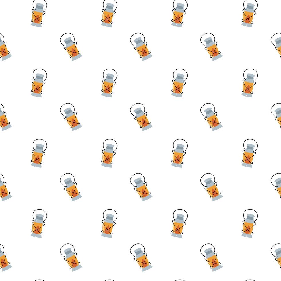 Camping seamless pattern with lantern vector