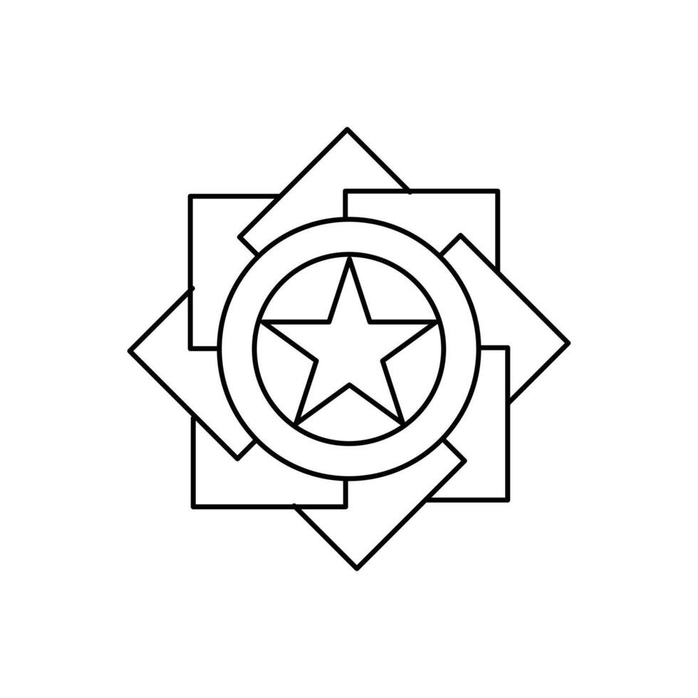 star icon badge on white background. Star icon symbol. Line frame badge for any use like logo shield, etc vector