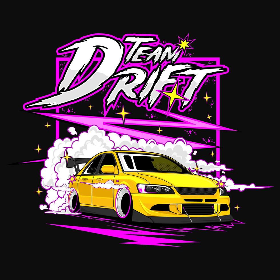 Team Drift Smoke Car vector