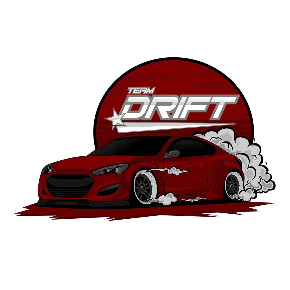 Team Drift Red Car Illustration vector