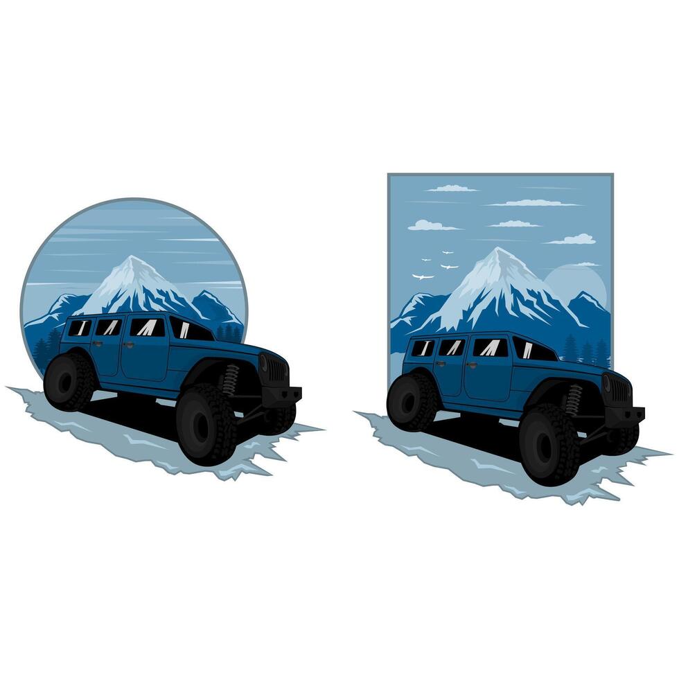 Off Road Ice Montain Car vector