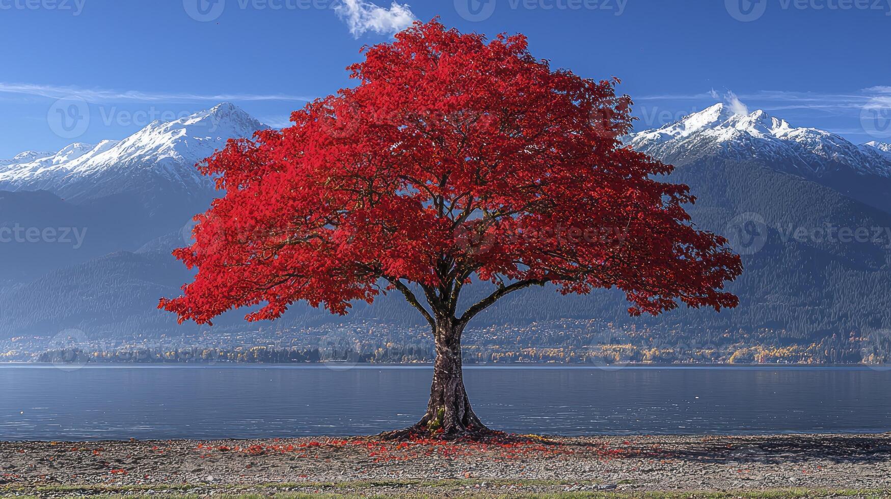A tree with red leaves photo