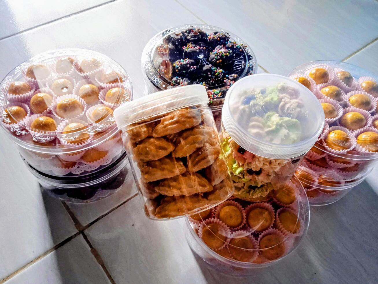 A group of containers filled with different types of food photo