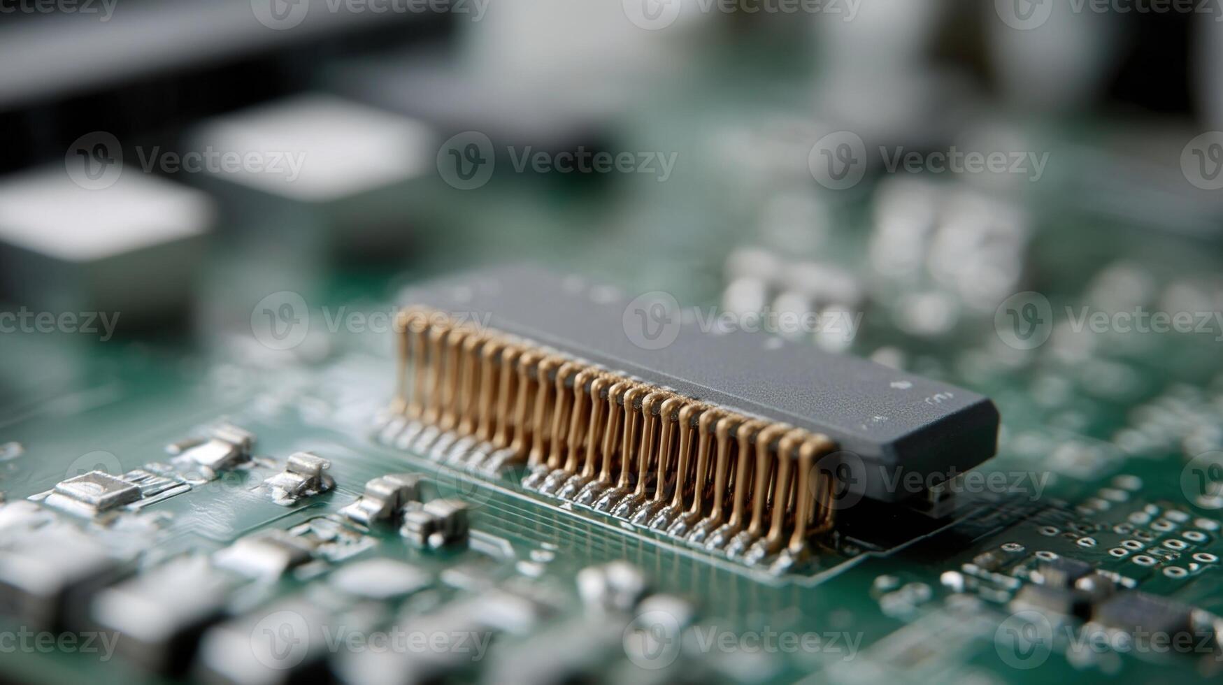 A closeup view of a tiny multilayer circuit board embedded with neuromorphic chips highlighting the complex architecture and fine soldering techniques that enable efficient data processin photo