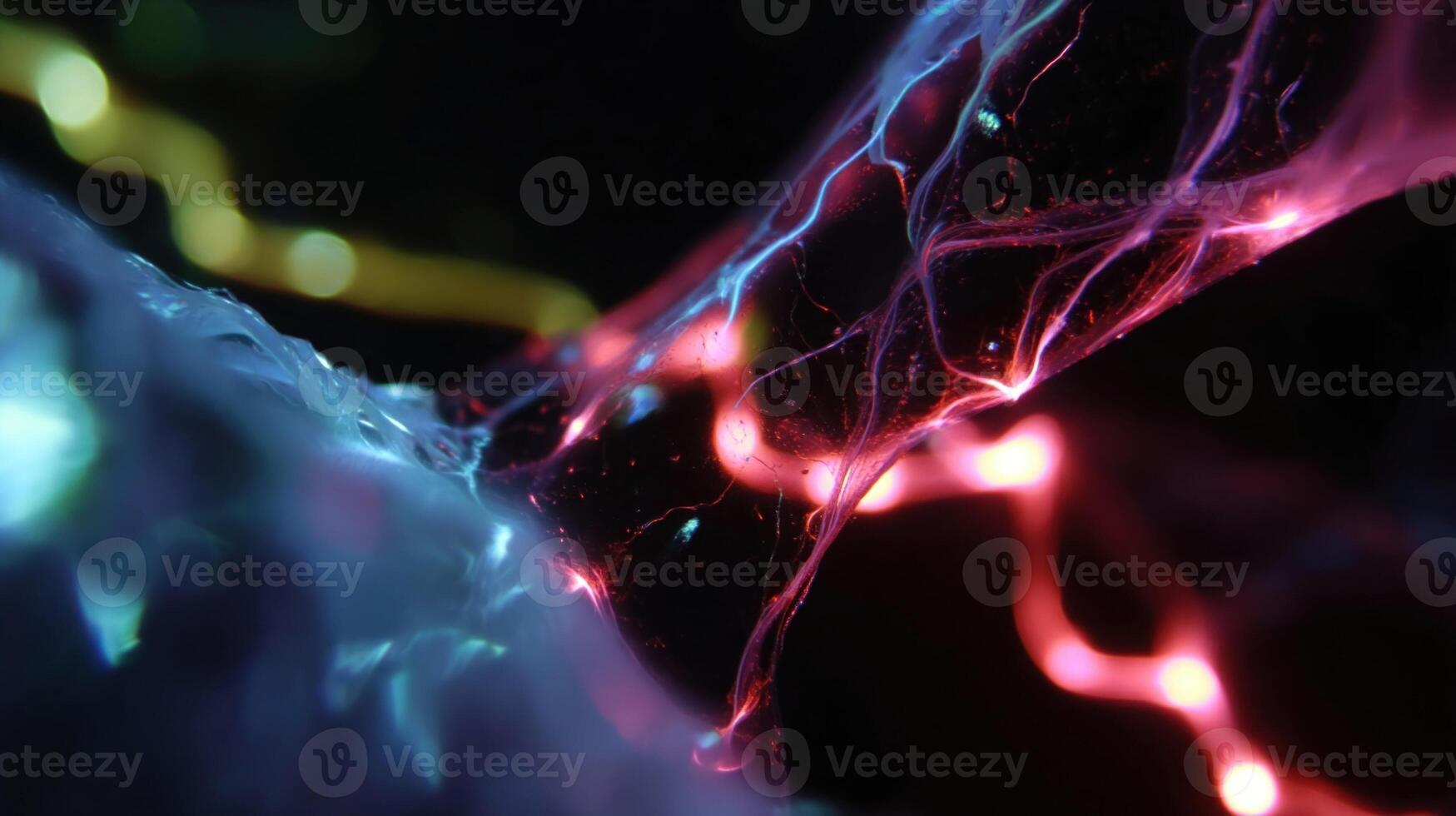 Closeup view of holographic overlays capturing the intricate behavior of individual particles in a chaotic water stream highlighting the interaction between turbulence and fluid dynamics photo