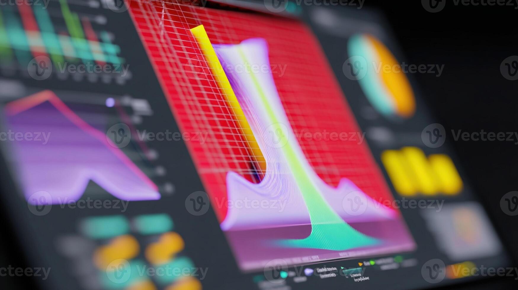 A closeup of a computer screen displaying complex data analysis software with graphs charts and statistical results highlighting ongoing research findings photo